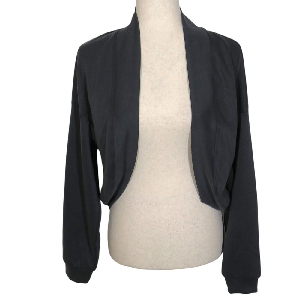 OGL Spacer Knit Long Sleeve Drop Shoulder Shrug Cardigan Dark Gray Size Medium